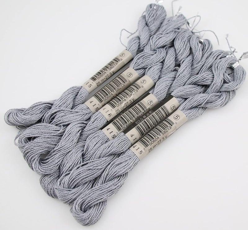 KCS 25 M/Skein Mercerized Pearl Cotton Crochet Needlepoint Thread,Size 5,6 skeins,Pearl Gray - Image 4